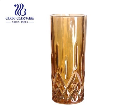 Unverblassende ionengalvanisierte 9oz hohe gravierte Glasbecher mit der Farbe Gold Champagnerblau