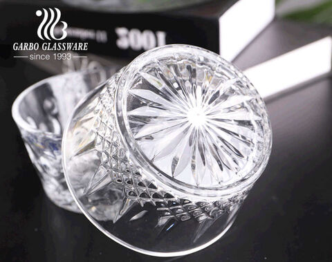​Garbo popular engraved design crystal glass salad bowl sets fruit bowls with gift box packed