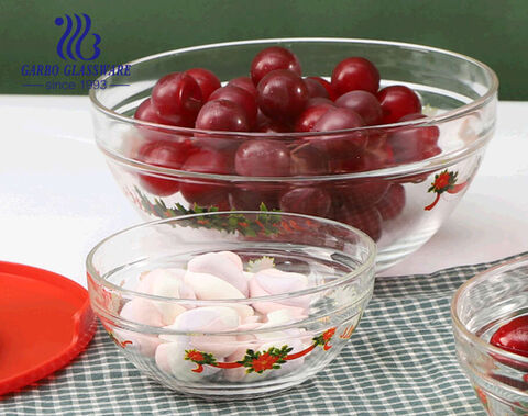 Decorated Christma design 5pcs glass salad bowl sets for Christmas Promotion gifts
