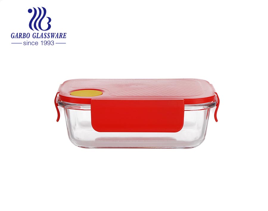 Fiambrera rectangular de vidrio Pyrex de 14 oz con tapas de silicona verde