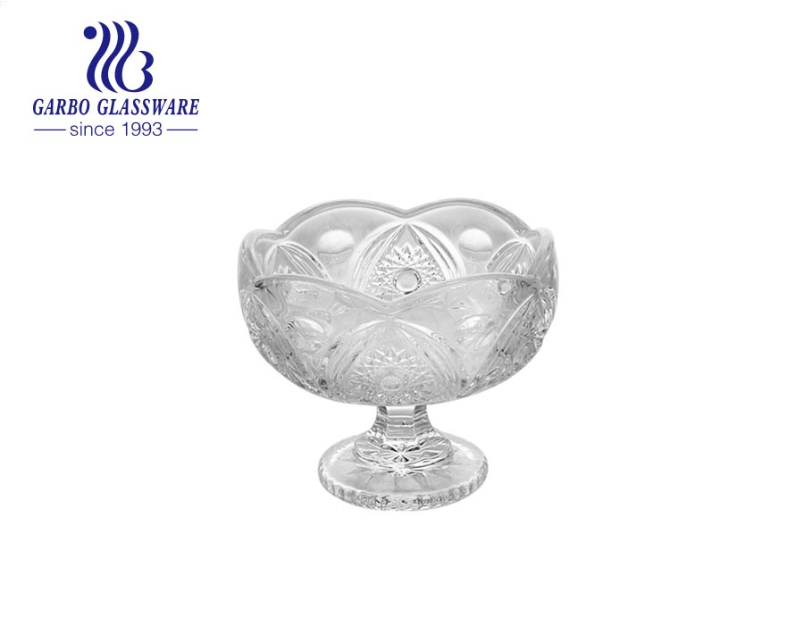 Rose embossed pattern 6 ounce Lead-free Ice Cream cup glass cup dessert salad fruit glass bowl 