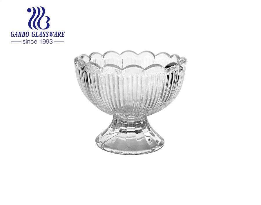 Rose embossed pattern 6 ounce Lead-free Ice Cream cup glass cup dessert salad fruit glass bowl 