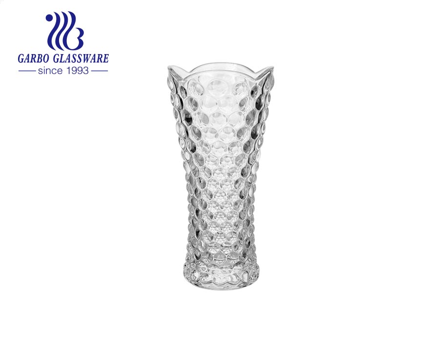 Tabletop Diamond design 7.5 inches height glass flora holder glass vase  glass storage cup 