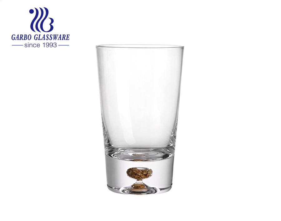 Exclusive multi sizes glass tumbler with real gold foil on the bottom