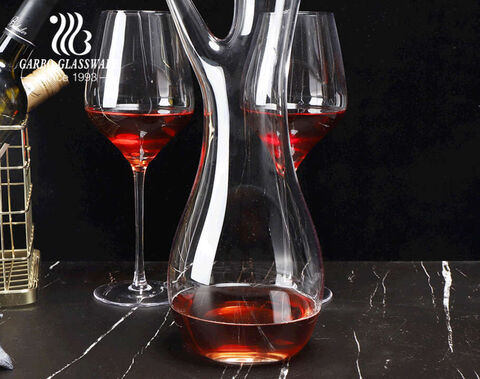 Unique shape wine decanters tree stump crotch shape 1500ml clear handmade wine decanter