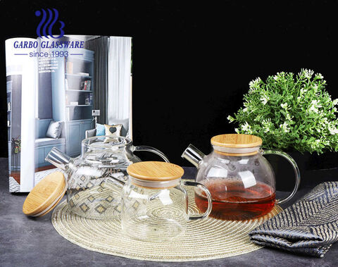 800ml heat resistant borosilicate tea maker clear glass teapot with stainless steel infuser and lid