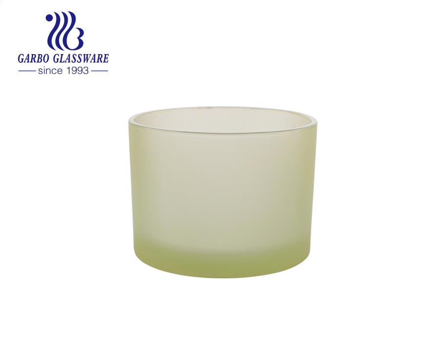 wholesale green frosted Glass Candle Jars Candle Holders