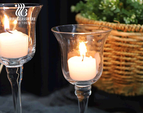 High quality crystal Long Stem Candle Holders for wedding