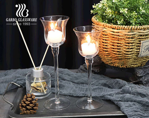 High quality crystal Long Stem Candle Holders for wedding
