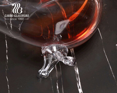 Handmade custom logo glass decanters unique design seal shape clear wine decanter