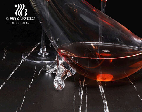 Handmade custom logo glass decanters unique design seal shape clear wine decanter