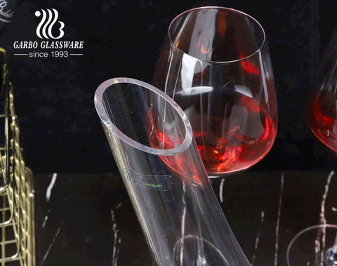 Handmade custom logo glass decanters unique design seal shape clear wine decanter