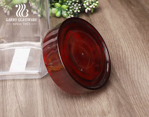 جسم مربع مع فم دائري 2.5 لتر برطمانات تخزين زجاجية كبيرة مع أغطية بلاستيكية للشاي والقهوة والسكر