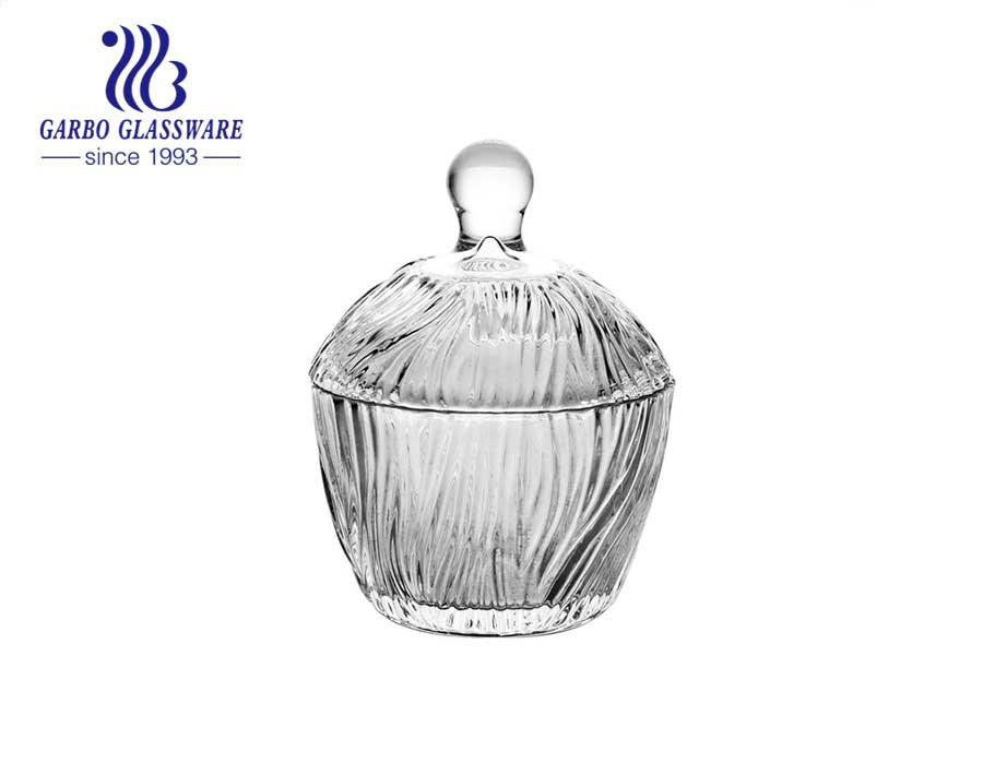 bonbonnière vintage en verre clair avec couvercle bol en verre cristal 160 ml