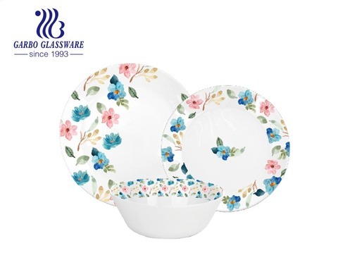 Ensembles de vaisselle personnalisables assiettes en verre trempé bol ensemble de vaisselle en opale