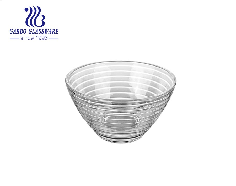 5.5-inch high-white machine-made wave design glass cereal fruit dessert bowl with golden rim 