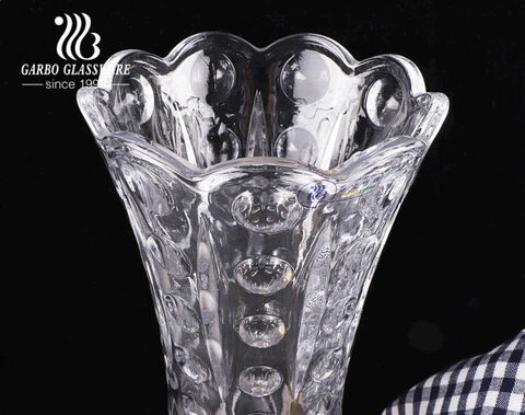 top rated clear crystal flower-shaped glass  flower holder glass for  wedding use 