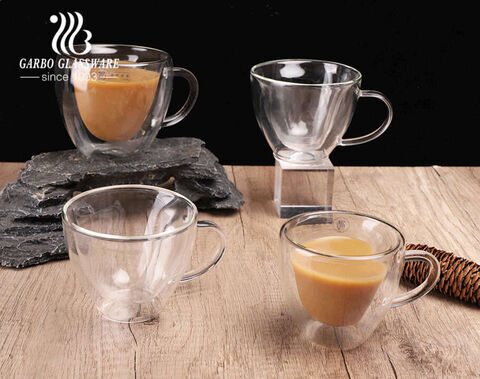 Tazza in vetro borosilicato a doppia parete a forma di cuore per caffè