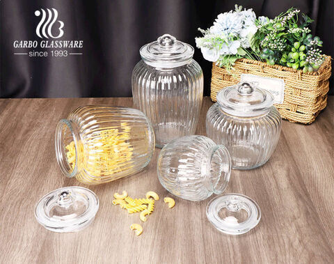 Zucca design home basics Set di 4 barattoli in vetro trasparente 600ml 1400ml 2200ml 2400ml