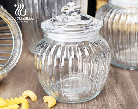 Pumpkin design home basics 4 piece clear glass canister set 600ml 1400ml 2200ml 2400ml 