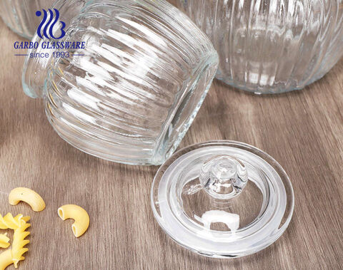 Pumpkin design home basics 4 piece clear glass canister set 600ml 1400ml 2200ml 2400ml 