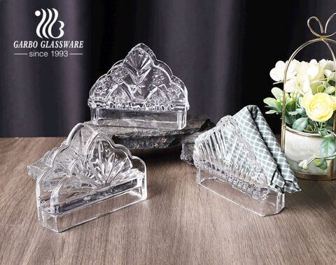 Luxury decorative vintage glass napkin holder for hotel restaurant service