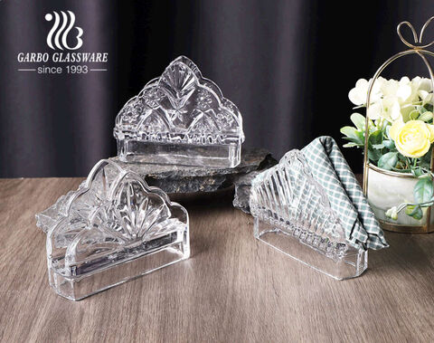 Luxury decorative vintage glass napkin holder for hotel restaurant service