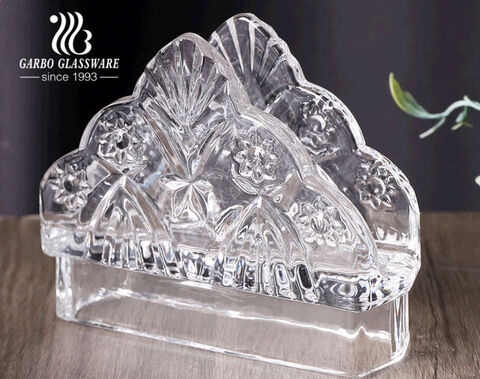 Luxury decorative vintage glass napkin holder for hotel restaurant service