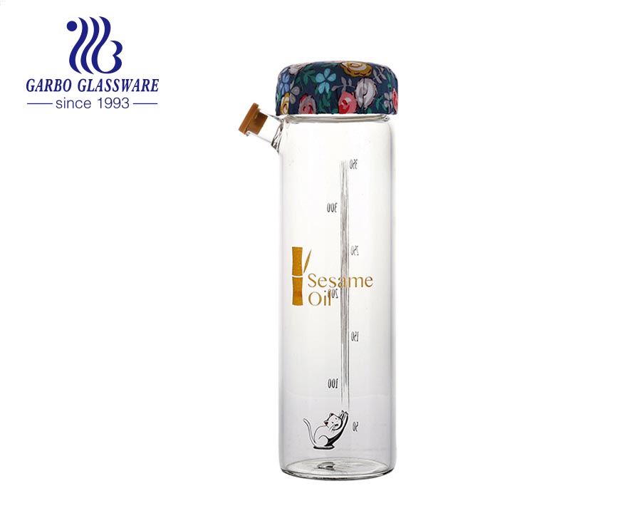 Garrafa de água portátil de vidro de 300 ml Garrafa de vidro de borosilicato para o galheteiro de vinagre de óleo Olivia