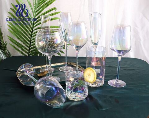 Làm thủ công Shining Rainbow Color Champagne Glass Flutes Flutes Goblet