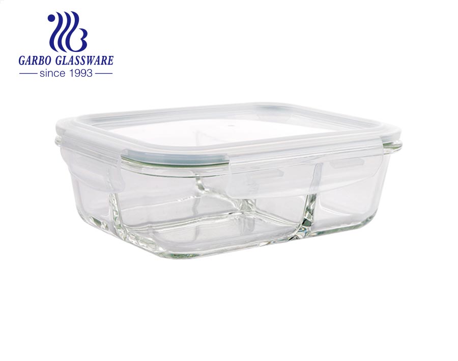 Scatola per il pranzo del contenitore per alimenti in vetro borosilicato ad alto contenuto di vendite calde con coperchio in plastica