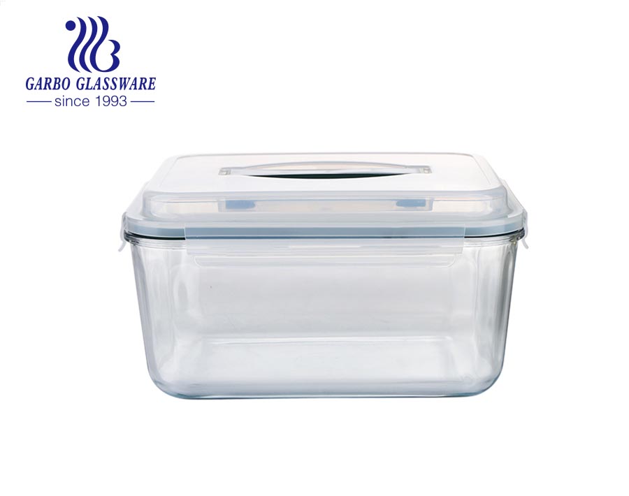 Scatola per il pranzo del contenitore per alimenti in vetro borosilicato ad alto contenuto di vendite calde con coperchio in plastica