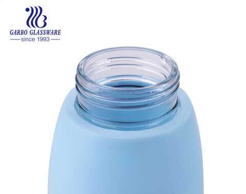 350ml glass bottle sporty glass storage bottle water tea coffee with rotating lid and plastic cover 