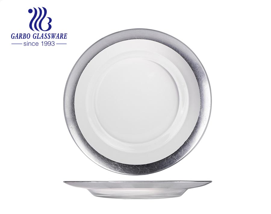 Plaque de verre de cuisine de dîner de placage ionique élégante plaque de verre décorative de table de luxe personnalisée