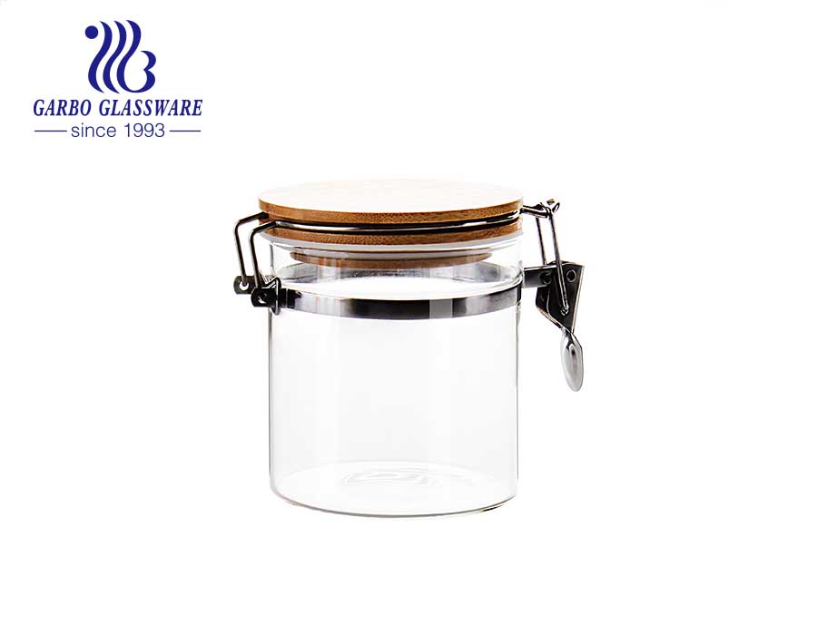 High-white 3 pcs high borosilicate storage jar set with customized design cloth lid