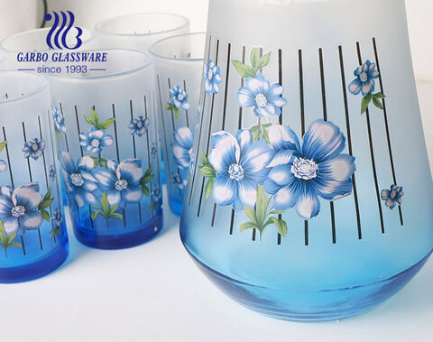 7-teiliges lilafarbenes Blumenglas-Trinkset für zu Hause mit hoher Qualität