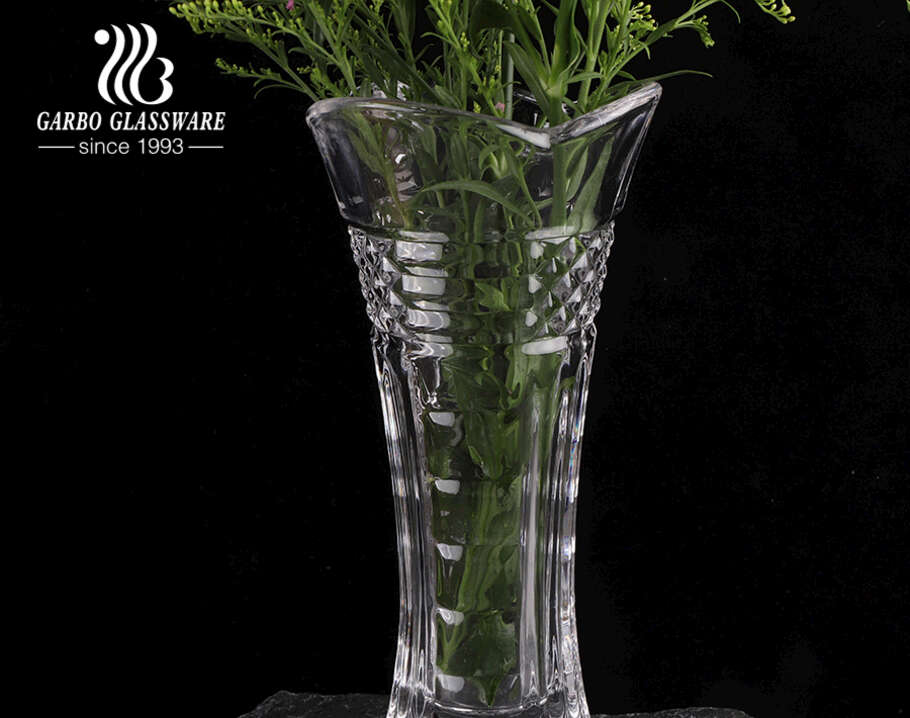 إناء زجاجي بسيط على شكل الخصر حامل زهور شفاف شفاف