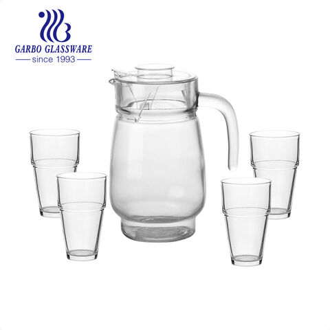Hammer Design Hot Selling Stock 5 PCS Glass Cold Water Pitcher Set