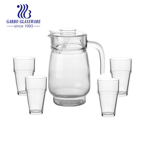 Hammer Design Hot Selling Stock 5 PCS Glass Cold Water Pitcher Set 