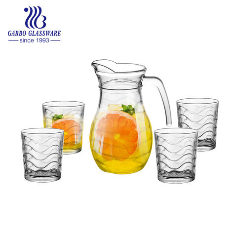 Hammer Design Hot Selling Stock 5 PCS Glass Cold Water Pitcher Set 