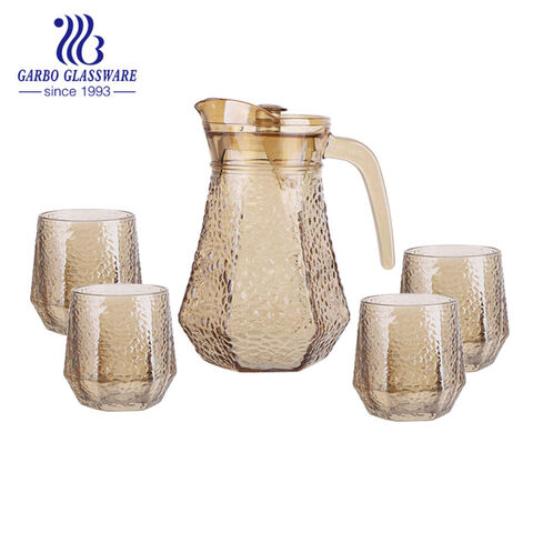 Hammer Design Hot Selling Stock 5 PCS Glass Cold Water Pitcher Set