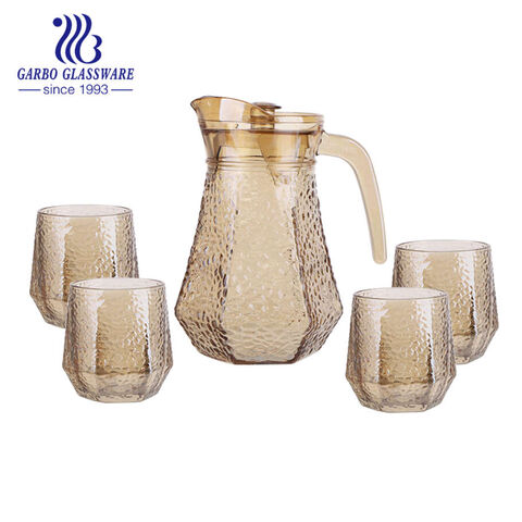 Hammer Design Hot Selling Stock 5 PCS Glass Cold Water Pitcher Set 