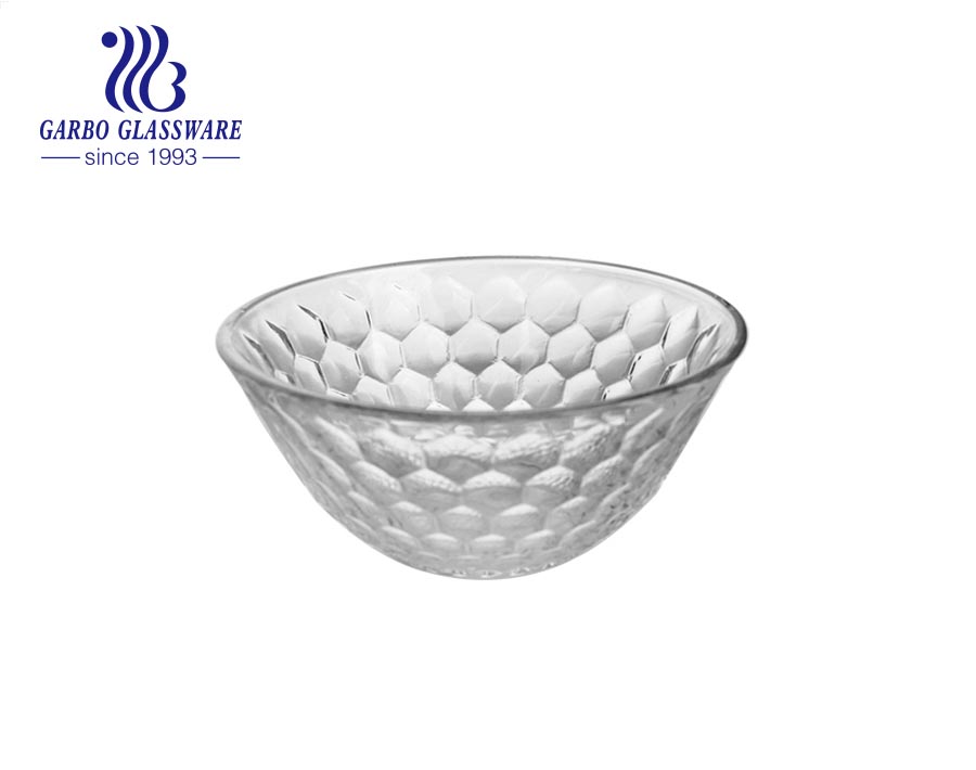 5 inch round hammer pattern glass fruit salad bowl with customized design for dinner table for supermarket