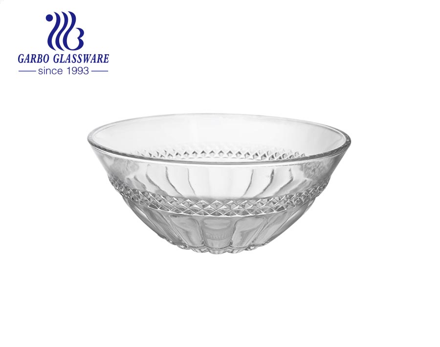 5 inch round hammer pattern glass fruit salad bowl with customized design for dinner table for supermarket