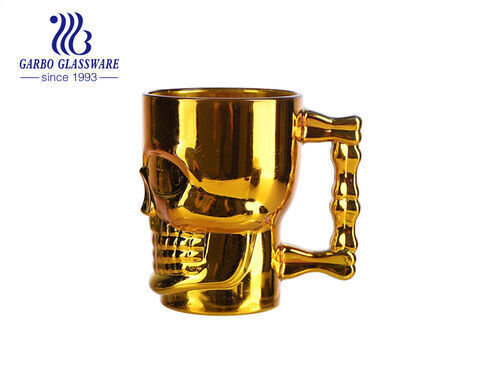 520ml Biergläser in Totenkopfform mit Galvanikfarben goldsilber roségoldfarbener Bierkrug