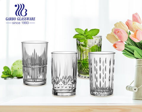 Garbo Glassware exclusive 4 mold designs engraved glass cups