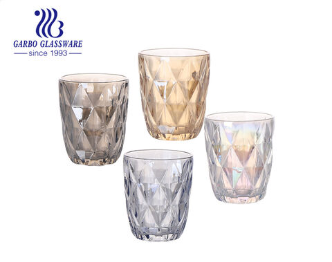 Europe and Latin America markets rhombus engraved glass cups with custom unfading colors