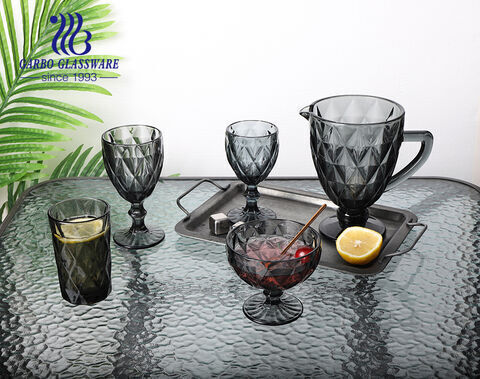 プリズマティックシリーズ300mlガラスアイスクリームボウルデザートカップガラスグレーソリッドガラスカップ