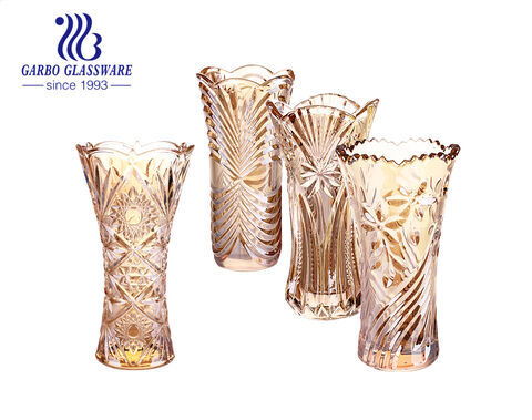Middle East Luxury  Sun Flower Glass Vase Flower holder for hotel home use 