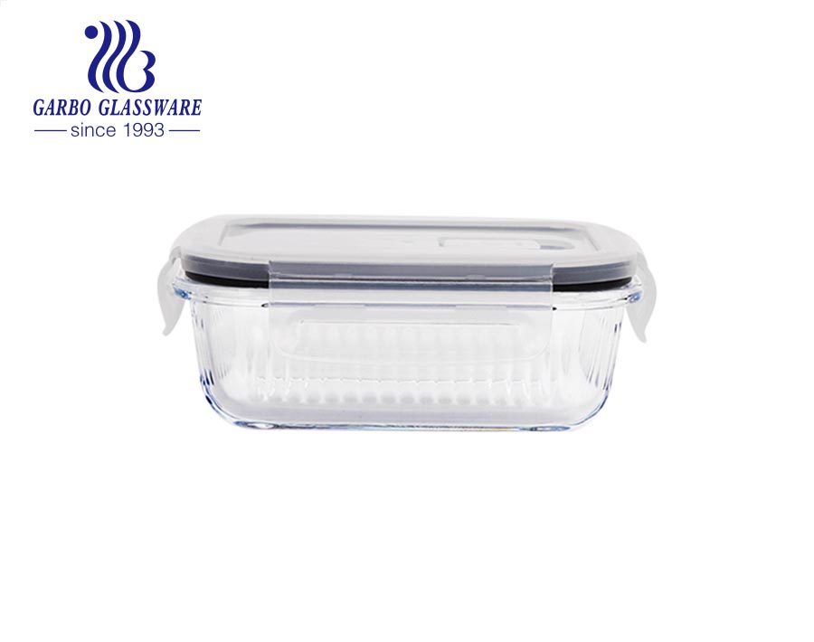 1L heat resistant microwavable food containers with divider glass container